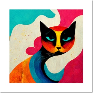 Abstract Cat Posters and Art